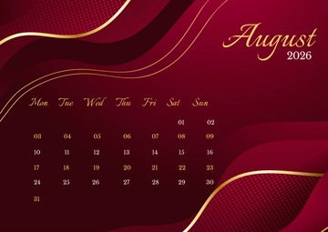 Free Elegant August 2026 Calendar Template to Edit Online