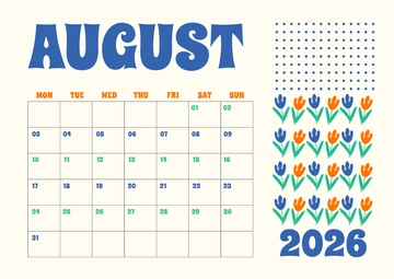 Free Simple Feminine August 2026 Calendar Template to Edit Online