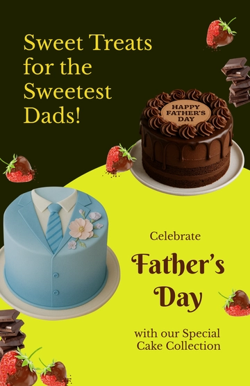 Free Yellow Father's Day Cake Poster Template to Edit Online