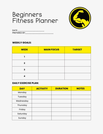 Free Beginners Fitness Planner Template to Edit Online