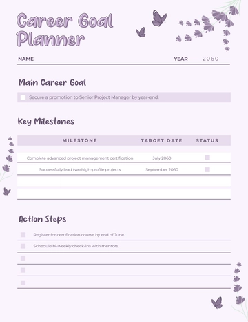 Free Career Goal Planner Template to Edit Online