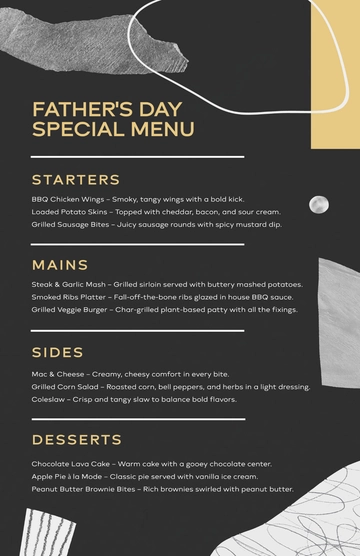 Free Blank Father's Day Menu Poster Template to Edit Online