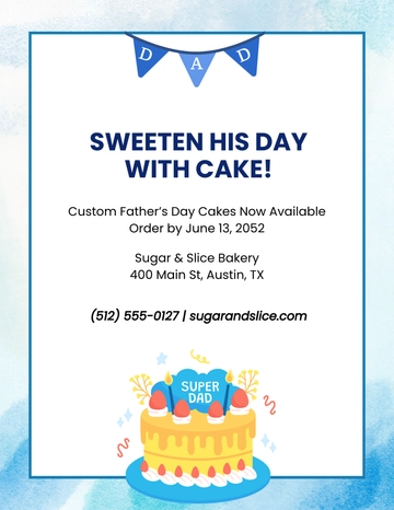 Free Blue Father's Day Cake Flyer Template to Edit Online