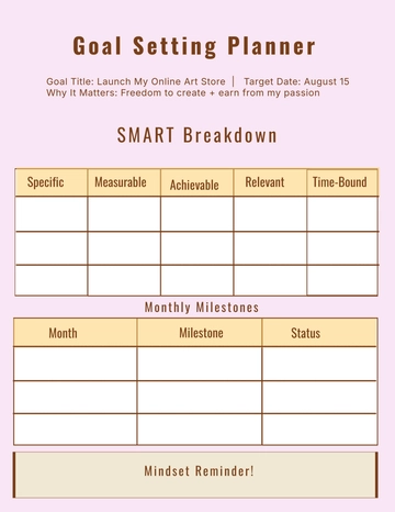 Free Goal Setting Planner Template to Edit Online