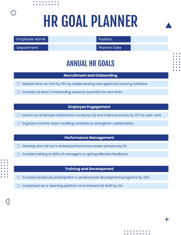 Free HR Goal Planner Template to Edit Online