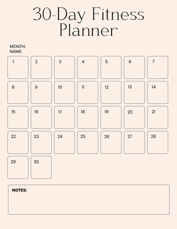 Free 30-Day Fitness Planner Template to Edit Online
