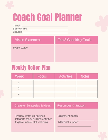 Free Coach Goal Planner Template to Edit Online