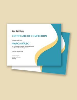 Graduation Completion Congratulations Certificate Template