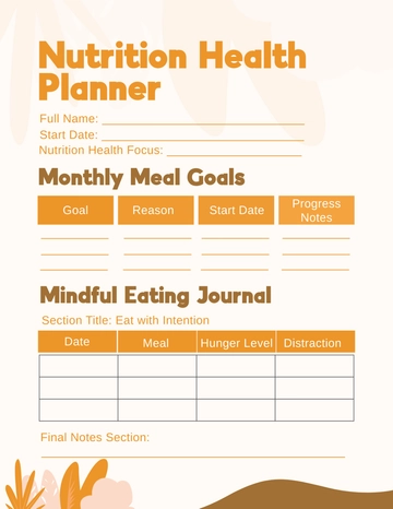 Free Nutrition Health Planner Template to Edit Online
