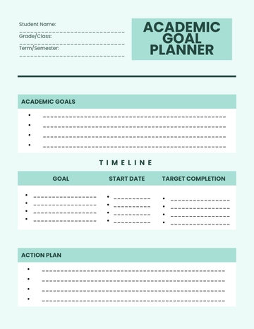 Free Academic Goal Planner Template to Edit Online