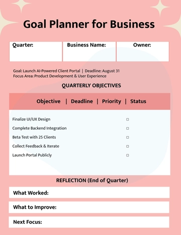 Free Goal Planner for Business Template to Edit Online