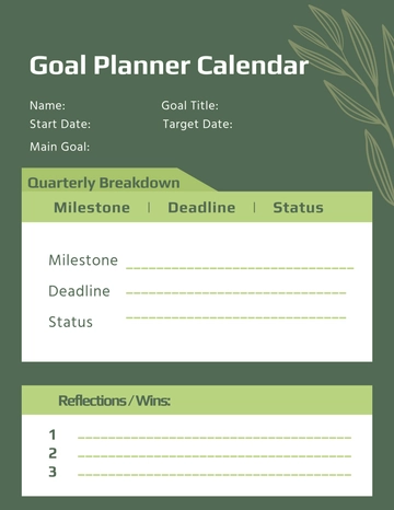 Free Goal Planner Calendar Template to Edit Online