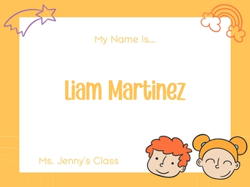 Free Modern Kindergarten Name Tag Template to Edit Online