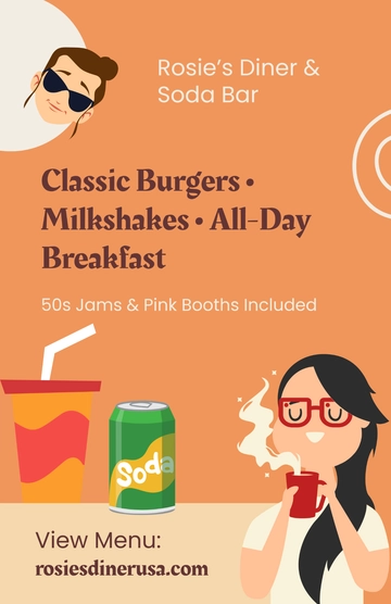 Free Retro Dinner Girl Poster Template to Edit Online