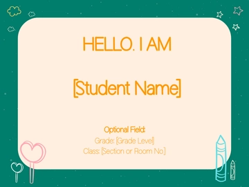 Free Name Tag for Student Template to Edit Online