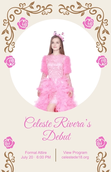 Free Girl Debut Invitation Poster to Edit Online
