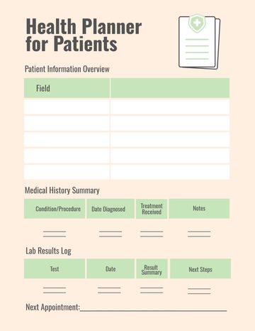 Free Health Planner for Patients Template to Edit Online