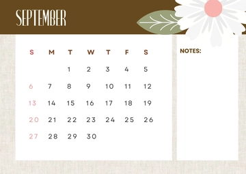 Free Minamalist September 2026 Calendar Template to Edit Online