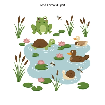 Free Pond Animals Clipart to Edit Online