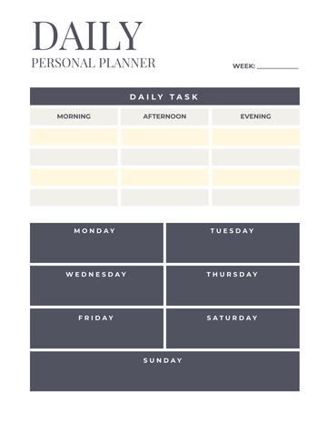 Free Daily Personal Planner Template to Edit Online
