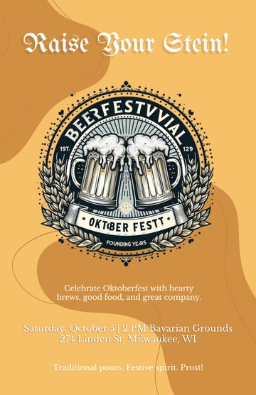 Free Aesthetic Beer Oktoberfest Poster Template to Edit Online