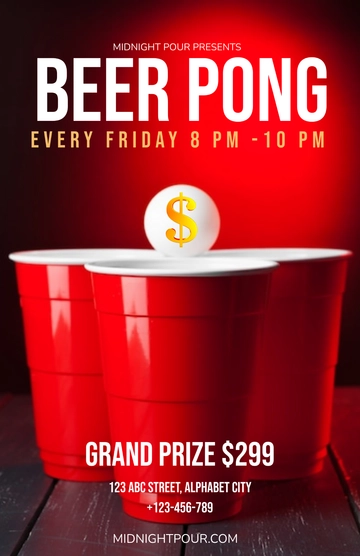 Free Creative Beer Pong Poster Template to Edit Online