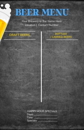 Free Blank Beer Menu Poster Template to Edit Online
