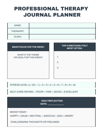 Free Professional Therapy Journal Planner Template to Edit Online