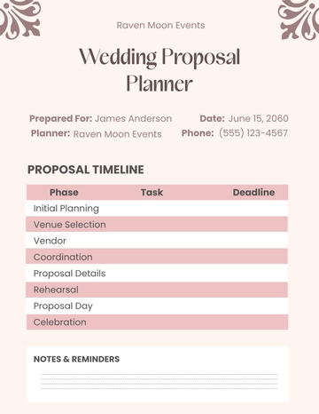 Free Wedding Proposal Planner Template to Edit Online