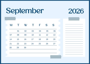 Free Blank September 2026 Calendar Template to Edit Online