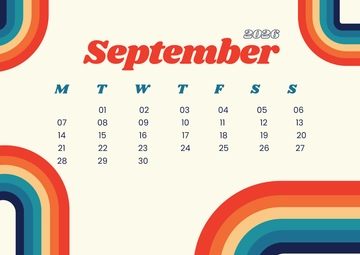 Free Retro September 2026 Calendar Template to Edit Online
