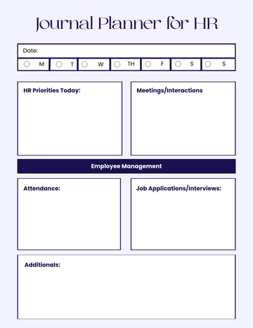 Free Journal Planner for HR Template to Edit Online