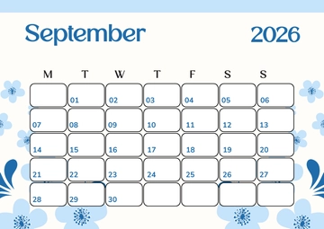 Free Pastel Flower September 2026 Calendar Template to Edit Online