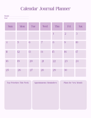 Free Calendar Journal Planner Template to Edit Online