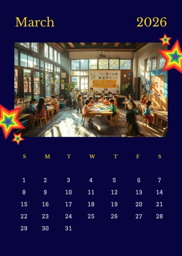 Free Classroom Photo Calendar Template to Edit Online