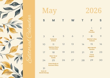 Free Editorial Photo Calendar Template to Edit Online