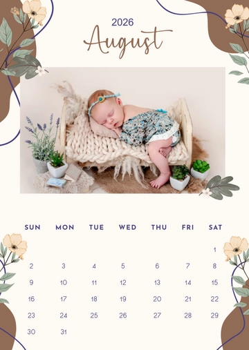 Free Aesthetic Baby Photo Calendar Template to Edit Online
