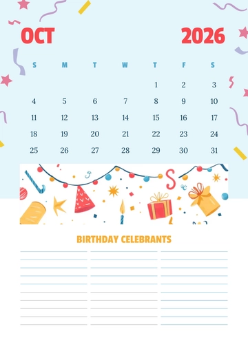 Free Birthday Photo Calendar Template to Edit Online