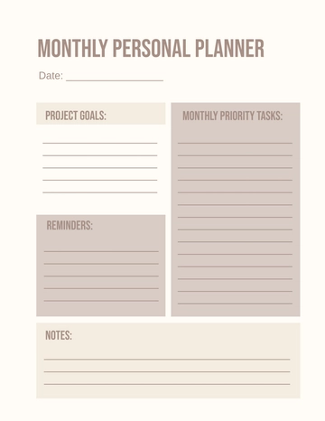 Free Monthly Personal Planner Template to Edit Online