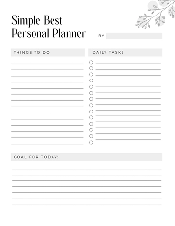 Free Simple Best Personal Planner Template to Edit Online
