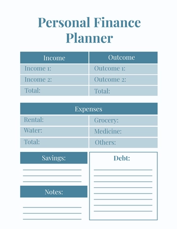 Free Personal Finance Planner Template to Edit Online