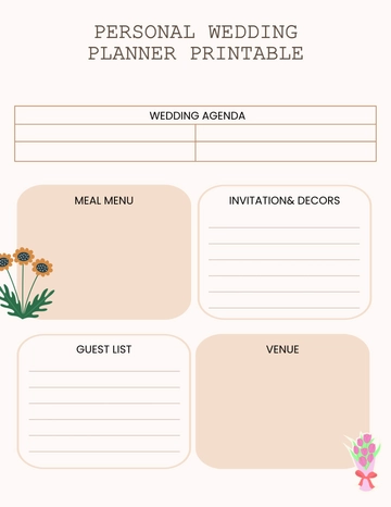 Free Printable Personal Wedding Planner Template to Edit Online