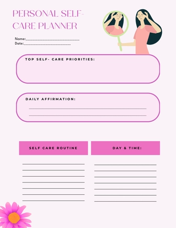 Free Personal Self- Care Planner Template to Edit Online