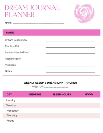 Free Dream Journal Planner Template to Edit Online