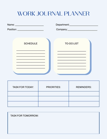 Free Work Journal Planner Template to Edit Online