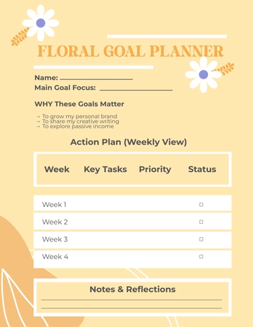 Free Floral Goal Planner Template to Edit Online