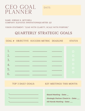 Free Goal Planner for CEO Template to Edit Online