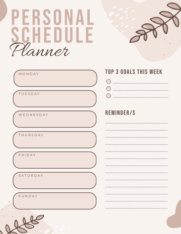 Free Personal Schedule Planner Template to Edit Online
