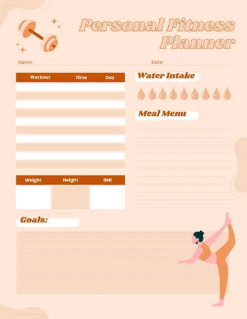 Free Orange Personal Fitness Planner Template to Edit Online