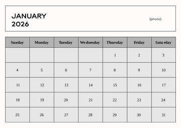 Free Blank Monthly Photo Calendar Template to Edit Online